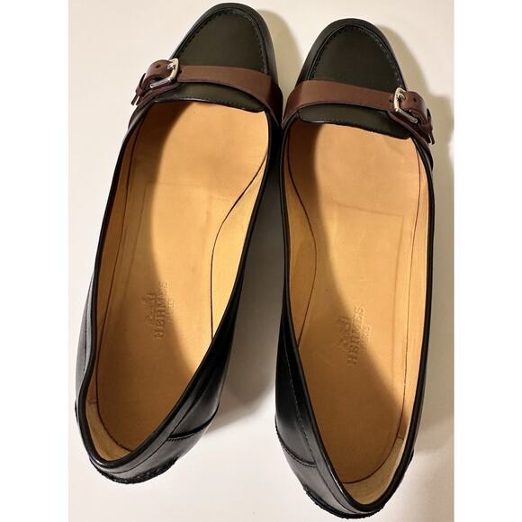 Rare Hermes Leather Kelly Buckle Loafer Women Size 37 US 6.5 Good Cond. W/ Dust - Picture 6 of 16